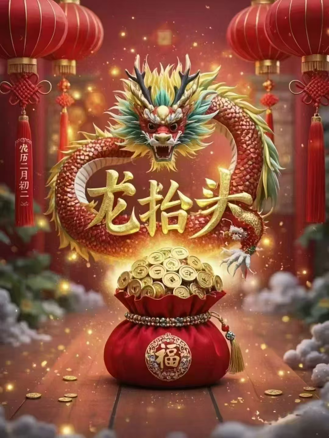 “龍?zhí)ь^”祝您鴻運(yùn)當(dāng)頭，事業(yè)更上一層樓！